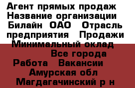 Агент прямых продаж › Название организации ­ Билайн, ОАО › Отрасль предприятия ­ Продажи › Минимальный оклад ­ 15 000 - Все города Работа » Вакансии   . Амурская обл.,Магдагачинский р-н